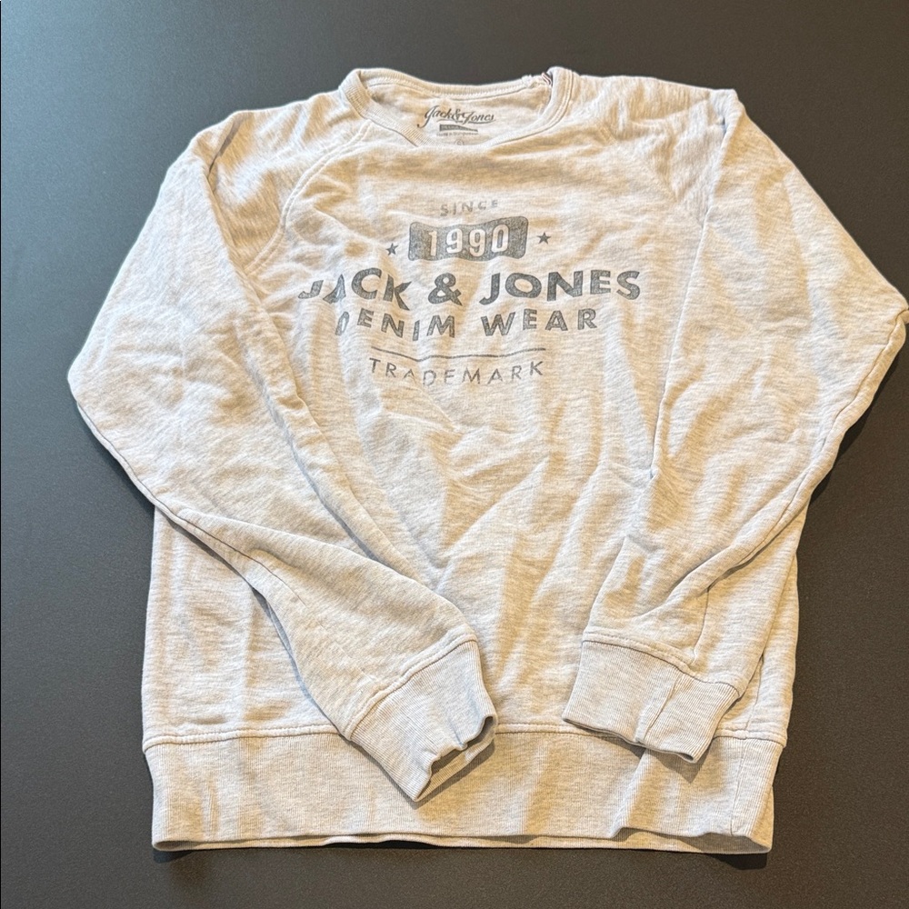 Jack and Jones Light Gray Crewneck Sweatshirt with Logo Print